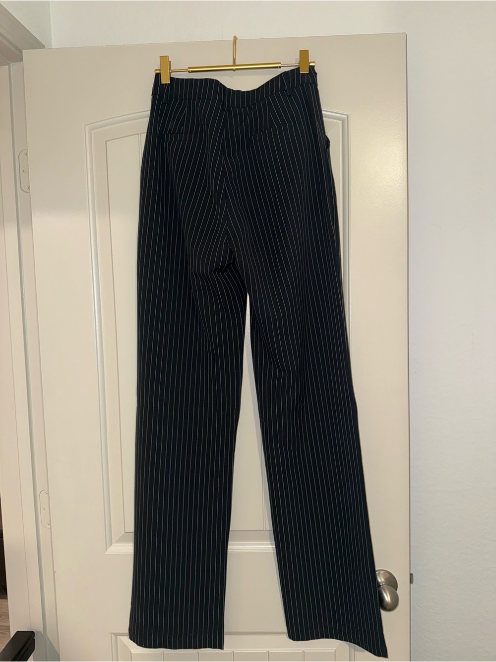 Women’s Navy Pinstripe Dress Pants - Classic Straight Fit
